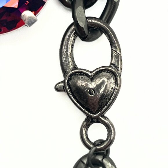 Handcrafted Large Exotic Red w/ Blue Swarovski Crystal Chunky Chain Bracelet - Picture 16 of 16